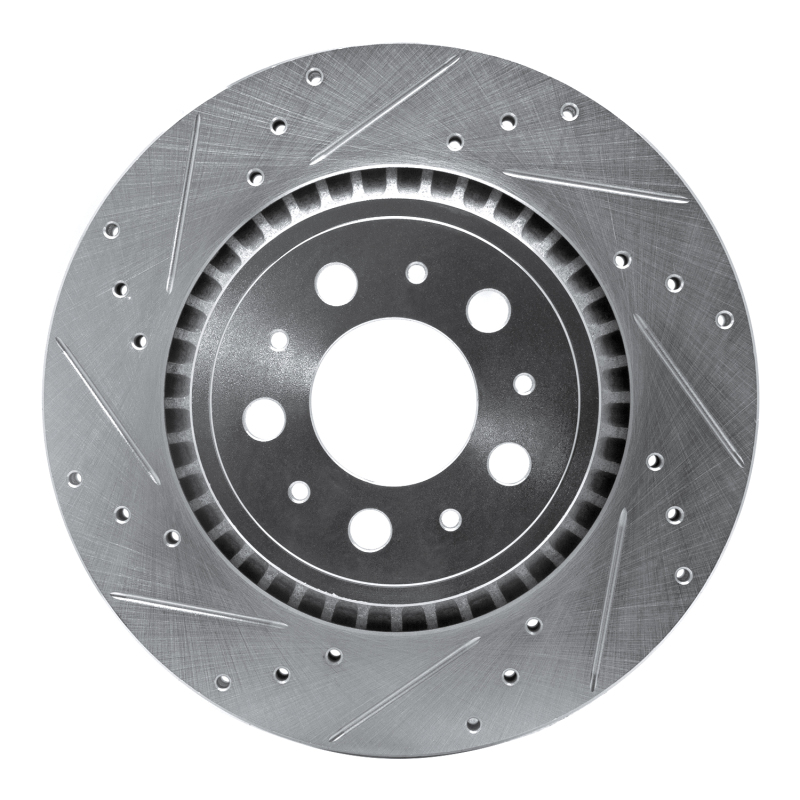 Volvo XC90 Brake Rotor (1) - Rear Left - R1 Concepts - Drilled & Slotted - Silver - `03-`14